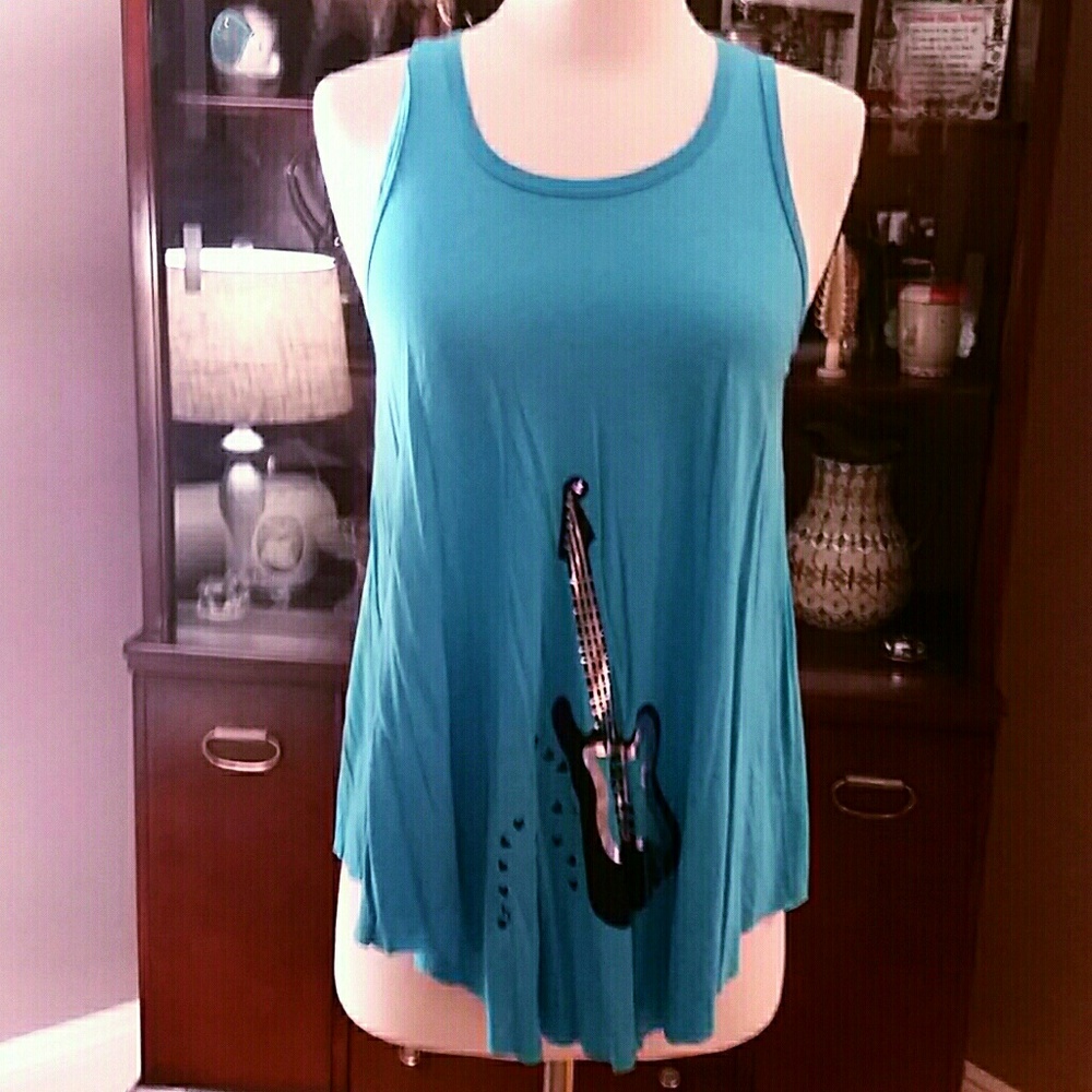 Truluv NWT Turquoise Blue Guitar Swing Top